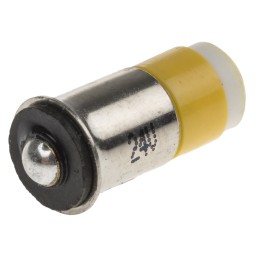 1 pcs - RS PRO Yellow LED Indicator Lamp, 24V dc, Midget Flange Base, 6mm Diameter, 45mcd