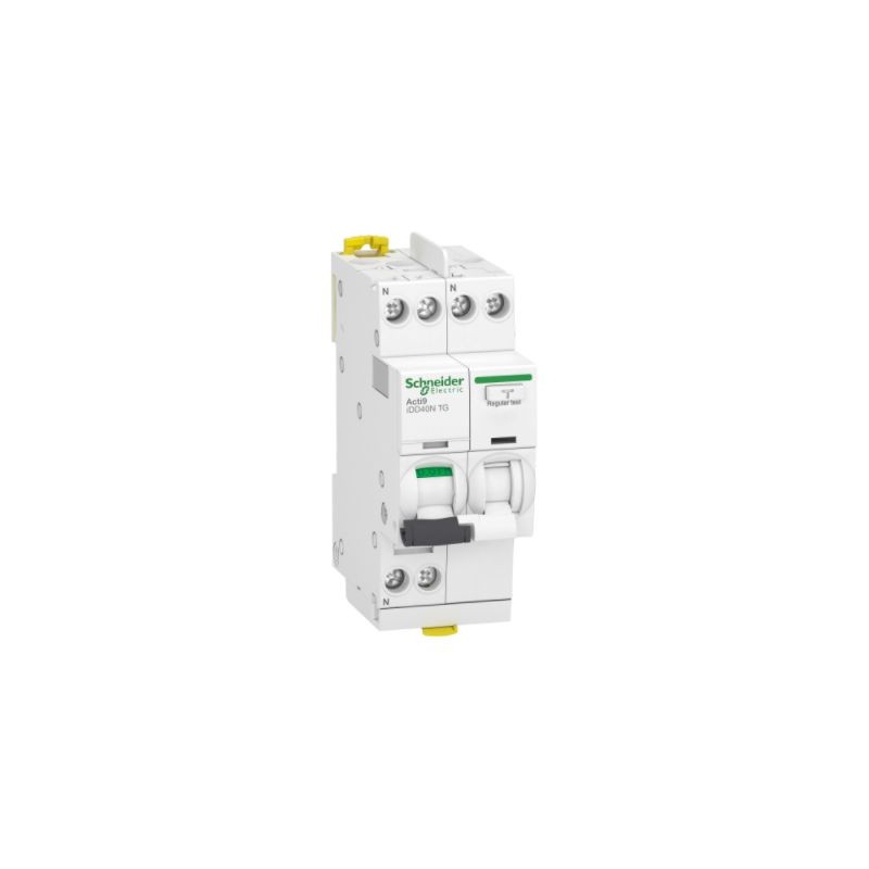 1 pcs - Schneider Electric RCBO, 25A Current Rating, 1P+N Poles, 30mA Trip Sensitivity, Type C, Acti9 Range