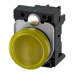 1 pcs - Siemens, SIRIUS ACT, Panel Mount Yellow LED Pilot Light, 22mm Cutout, IP20, Round, 24V ac/dc