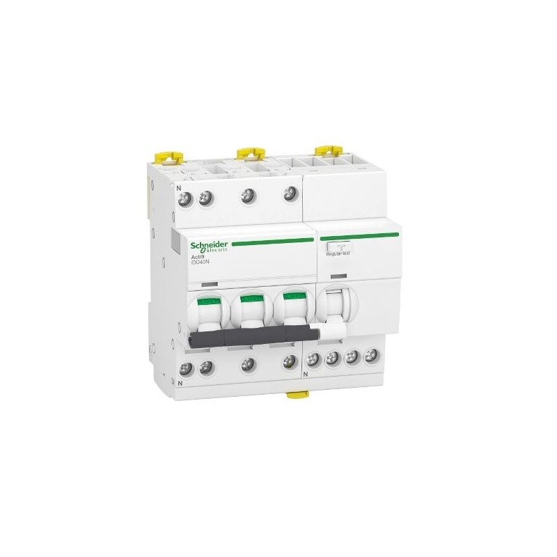 1 pcs - Schneider Electric RCBO, 40A Current Rating, 3P+N Poles, 30mA Trip Sensitivity, Type C, Acti9 Range