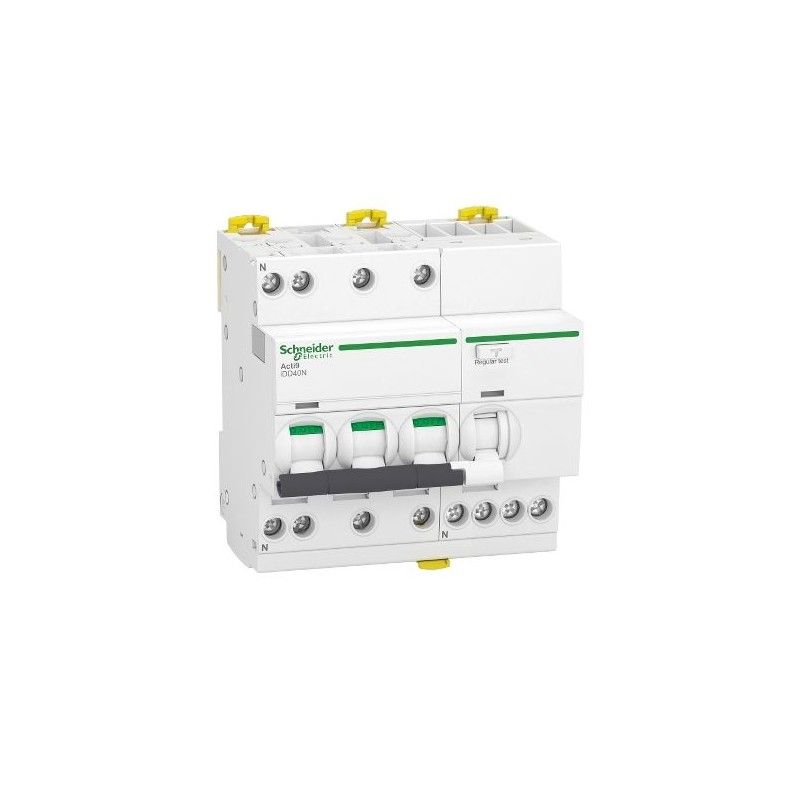 1 pcs - Schneider Electric RCBO, 16A Current Rating, 3P+N Poles, 300mA Trip Sensitivity, Type C, Acti9 Range