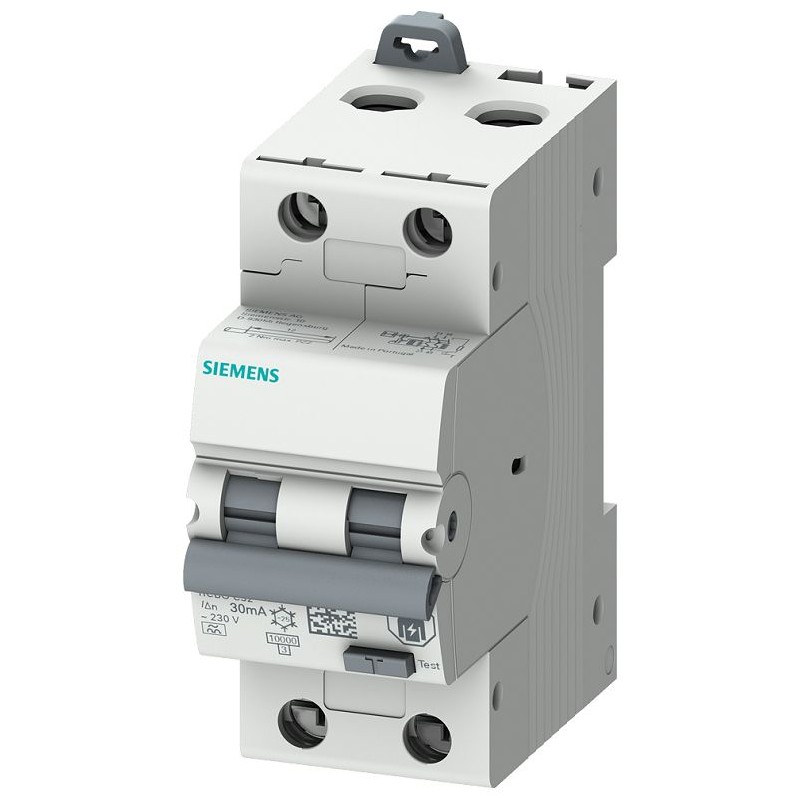 1 pcs - Siemens RCBO, 16A Current Rating, 2P Poles, 30mA Trip Sensitivity, Type B, Sentron Range