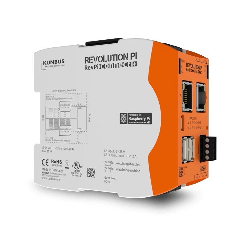 1 pcs - Revolution PI RevPi Connect S, Industrial Computer, 20W, 1.5 GHz, 32GB (Flash) / 1GB (RAM), 4 Linux