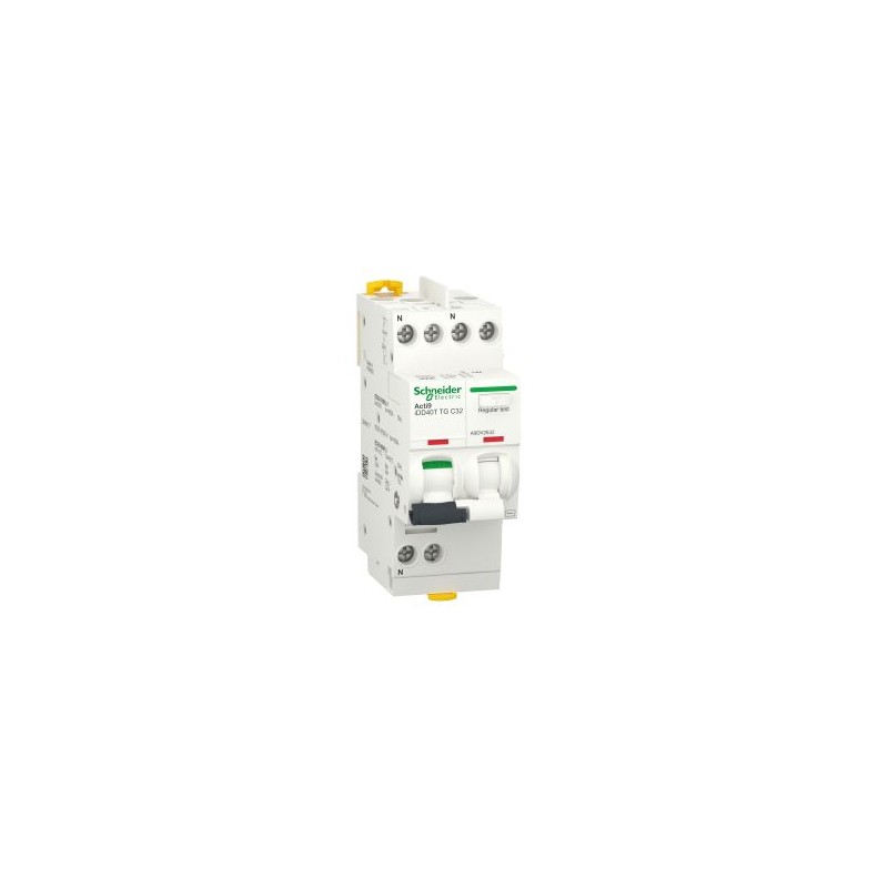 1 pcs - Schneider Electric RCBO, 40A Current Rating, 1P+N Poles, 30mA Trip Sensitivity, Type C, Acti9 Range