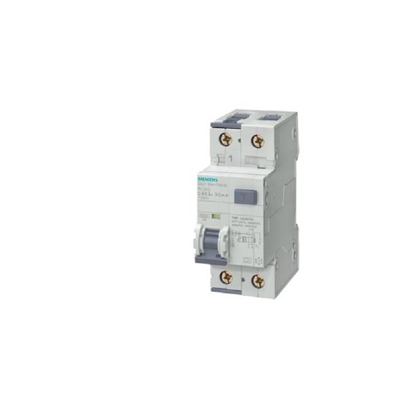 1 pcs - Siemens RCBO, 6A Current Rating, 2P Poles, 10mA Trip Sensitivity, Type A, SENTRON Range