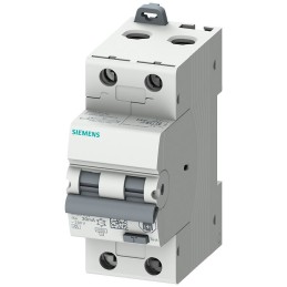 1 pcs - Siemens RCBO, 25A Current Rating, 2P Poles, 30mA Trip Sensitivity, Type C, Sentron Range