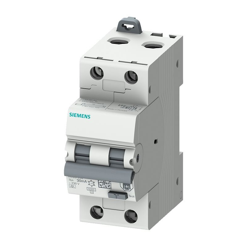 1 pcs - Siemens RCBO, 25A Current Rating, 2P Poles, 30mA Trip Sensitivity, Type C, Sentron Range