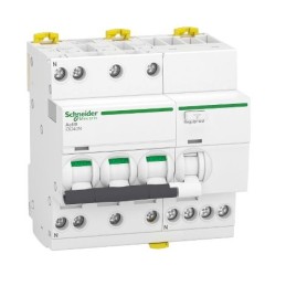1 pcs - Schneider Electric RCBO, 20A Current Rating, 3P+N Poles, 30mA Trip Sensitivity, Type C, Acti9 Range