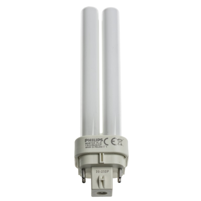 1 pcs - G24q-1 Quad Tube Shape CFL Bulb, 13 W, 4000K, Cool White Colour Tone