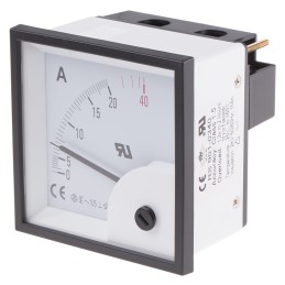 1 pcs - RS PRO Analogue Panel Ammeter 40A AC, 68mm x 68mm, ±1.5 % Moving Iron