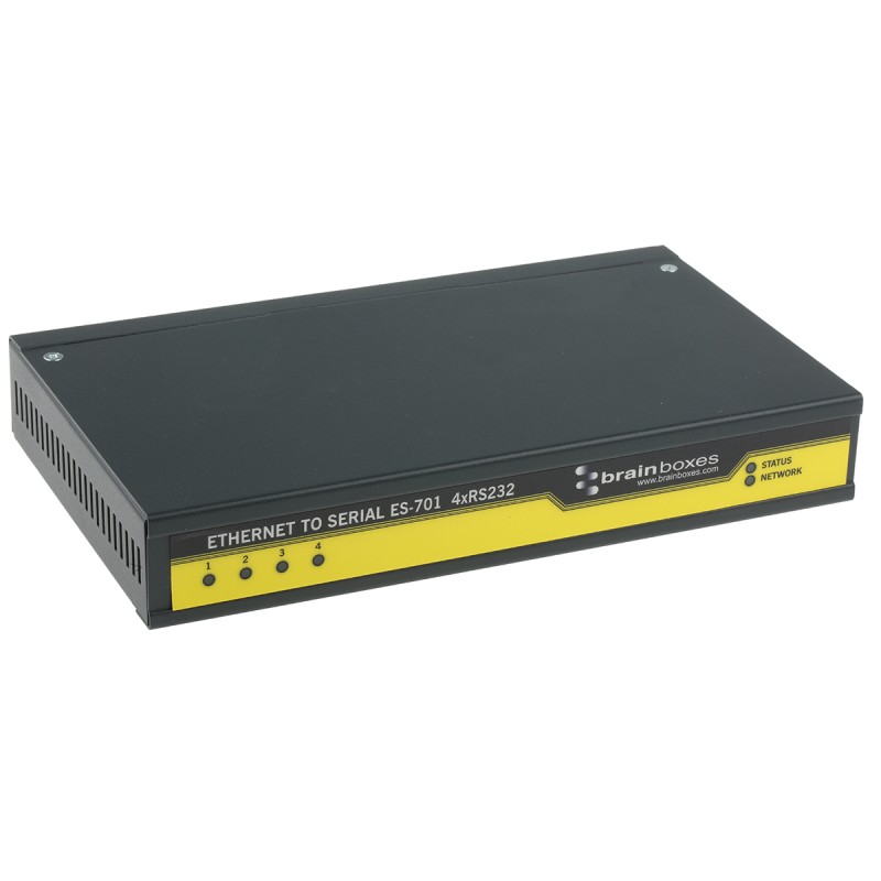 1 pcs - Brainboxes Serial Device Server, 1 Ethernet Port, 4 Serial Port, RS232 Interface, 1Mbit/s Baud Rate