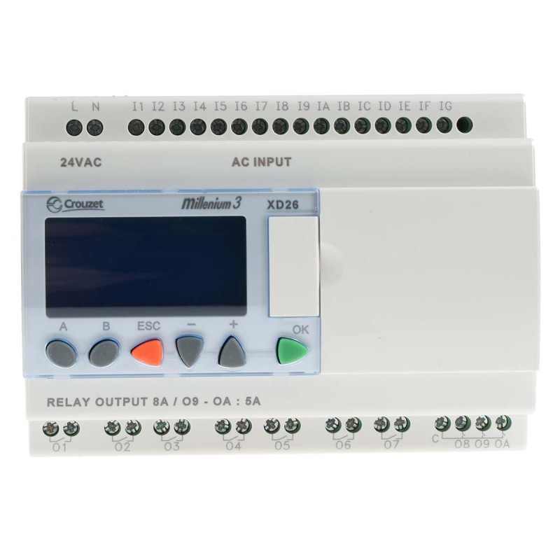1 pcs - Crouzet Millenium 3 Series Logic Module, 24 V ac Supply, Relay Output, 16-Input, Digital Input