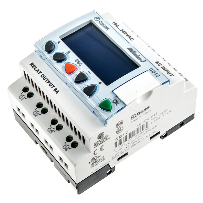 1 pcs - Crouzet Millenium 3 Series Logic Module, 230 V ac Supply, Relay Output, 8-Input, Analogue, Digital Input