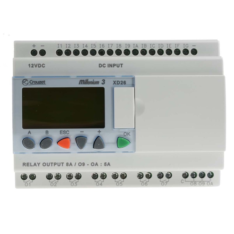 1 pcs - Crouzet Millenium 3 Series Logic Module, 12 V dc Supply, Relay Output, 16-Input, Analogue, Digital Input