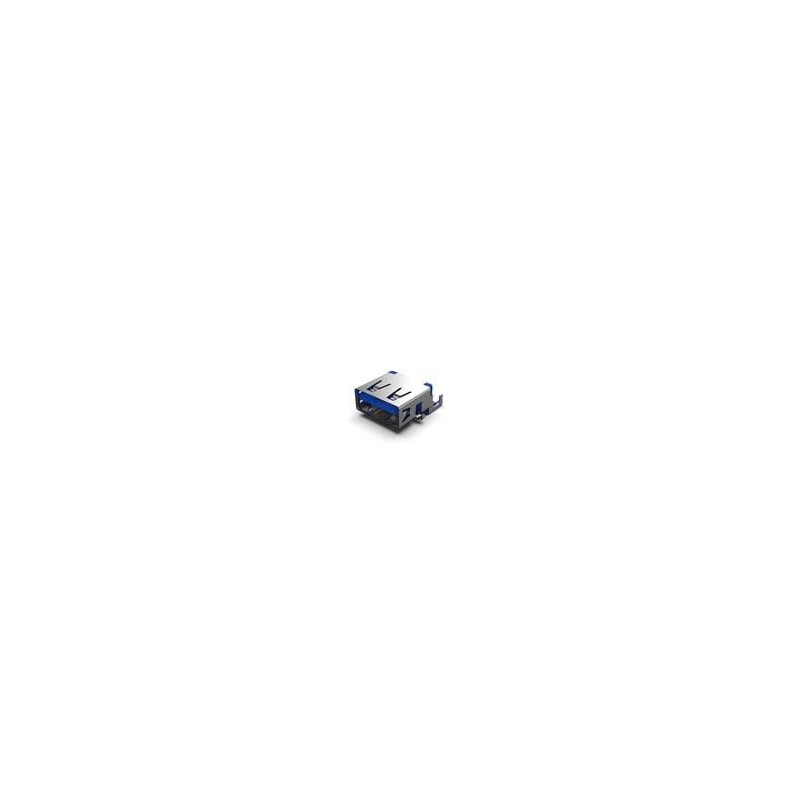 1 pcs : USB1110-30-A - USB Connectors USB3.0 A Skt, Bottom Mnt, TH, R/A, W/shell stake, 30u', T&R