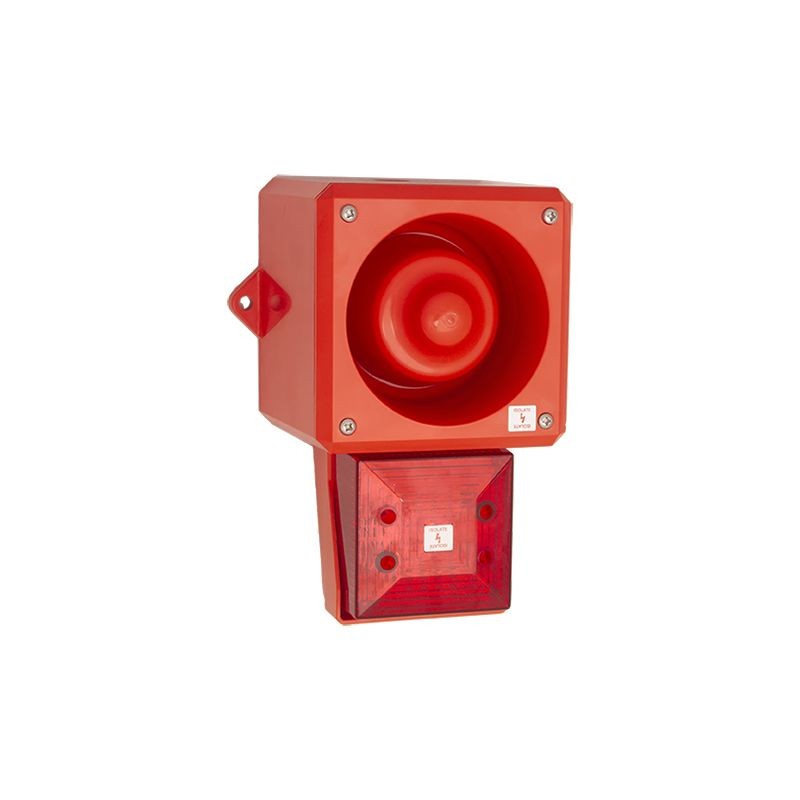 1 pcs - Clifford & Snell YL50 Hi Vis Series Red Sounder Beacon, 115 V ac, IP66, Bulkhead, Flat Wall, 112dB at 1 Metre
