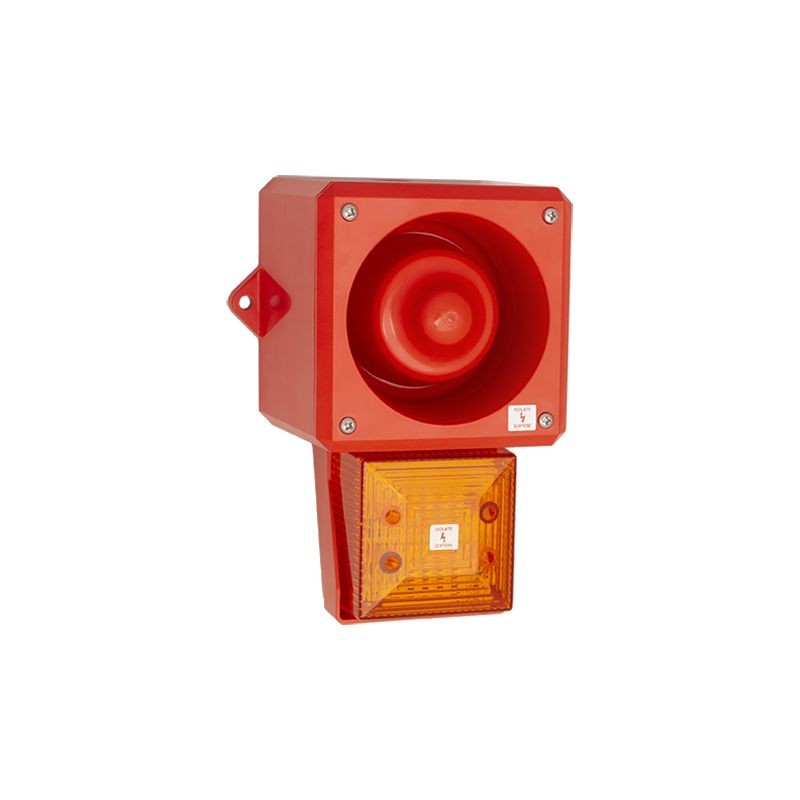 1 pcs - Clifford & Snell YL50 Hi Vis Series Amber Sounder Beacon, 48 V dc, IP66, Bulkhead, Flat Wall, 112dB at 1 Metre