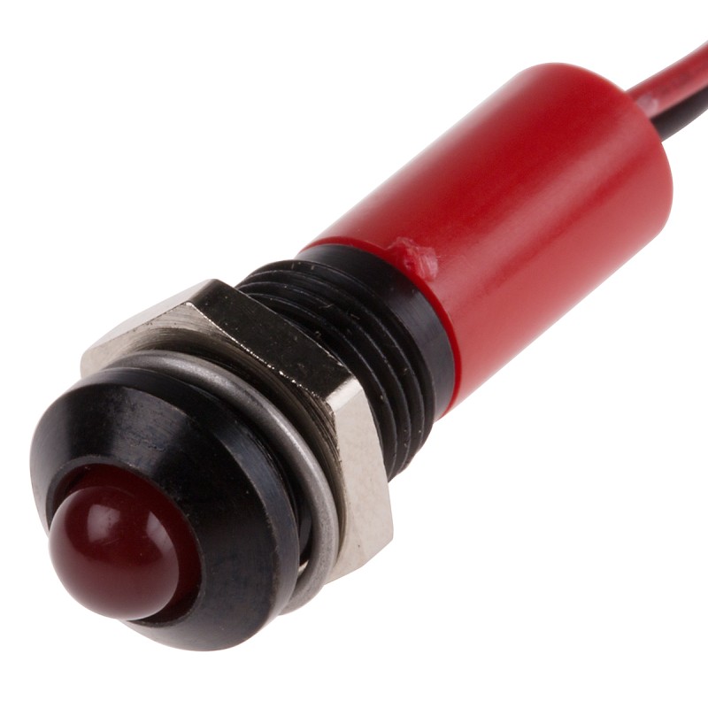 1 pcs - RS PRO Red Panel Mount Indicator, 24V dc, 8mm Mounting Hole Size, Lead Wires Termination, IP67