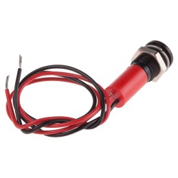1 pcs - RS PRO Red Panel Mount Indicator, 24V dc, 8mm Mounting Hole Size, Lead Wires Termination, IP67
