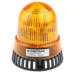 1 pcs - Werma 420 Series Yellow Sounder Beacon, 24 V ac/dc, IP65, Surface Mount, 105dB at 1 Metre