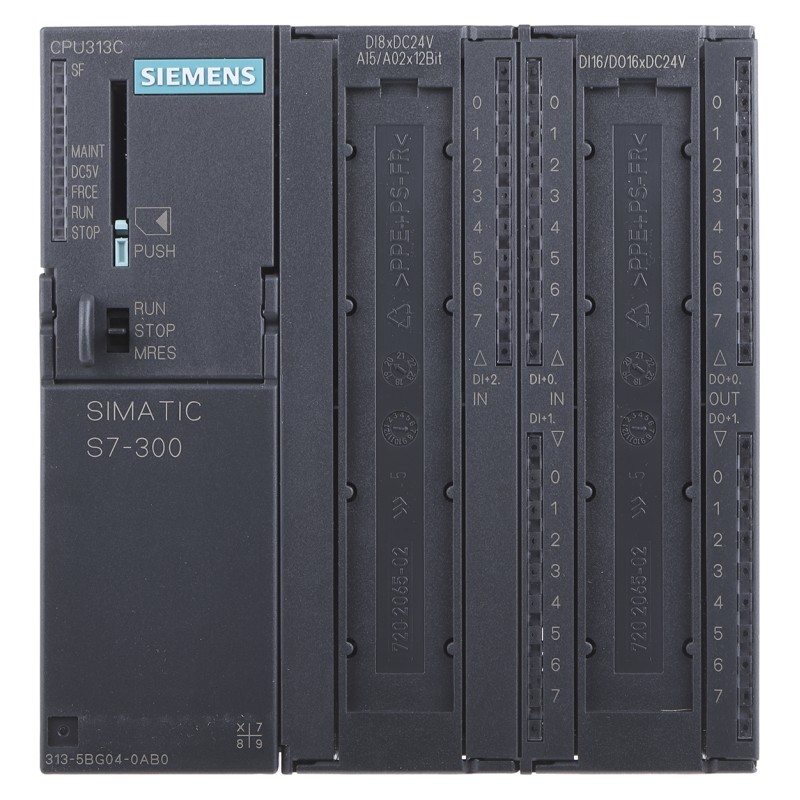 1 pcs - Siemens SIMATIC S7-300 Series PLC CPU, 24 V dc Supply, Analogue, Digital Output, 28 (24 Digital, 4 Analogue)-Input,