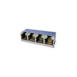 1 pcs : RJE7248814B1 - Modular Connectors / Ethernet Connectors Cat 5e 4 Port 8P8C Shielded w/LED's