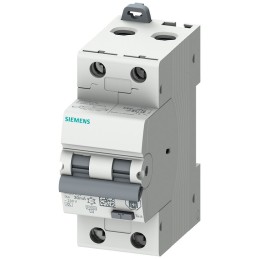 1 pcs - Siemens RCBO, 16A Current Rating, 2P Poles, 30mA Trip Sensitivity, Type C, Sentron Range