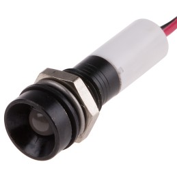 1 pcs - RS PRO White Panel Mount Indicator, 24V dc, 8mm Mounting Hole Size, Lead Wires Termination, IP67
