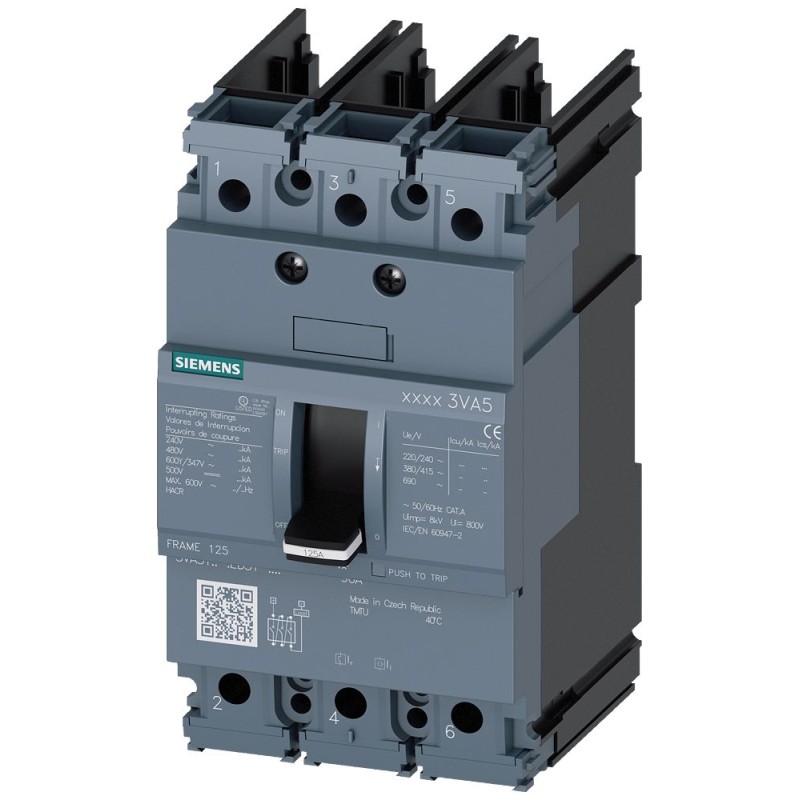 1 pcs - Siemens SENTRON 3VA5 MCB, 3P, 600A