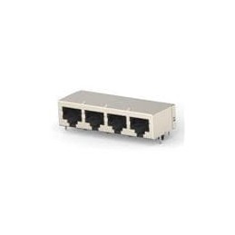 1 pcs : 5558524-1 - Modular Connectors / Ethernet Connectors 1X4 R/A 8P PNL GND CAT5