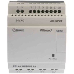 1 pcs - Crouzet Millenium 3 Series Logic Module, 24 V ac Supply, Relay Output, 8-Input, Digital Input