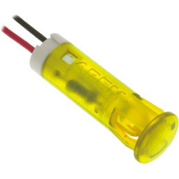 1 pcs - APEM Yellow Panel Mount Indicator, 24V dc, 6mm Mounting Hole Size, Lead Wires Termination