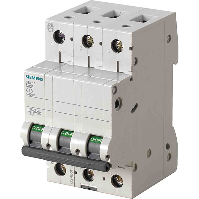 1 pcs - Siemens SENTRON 5SL4 MCB, 3P, 40A Curve D, 400V AC, 10 kA Breaking Capacity