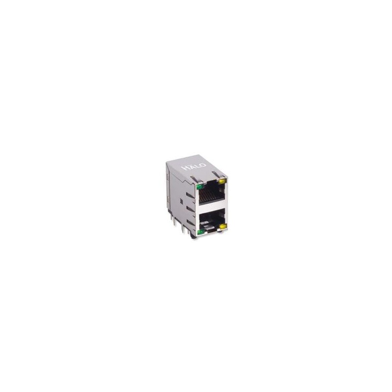 1 pcs : HCJ21-804SK-L11 - Modular Connectors / Ethernet Connectors Shielded 2X1 Stacked RJ45 G/G LED