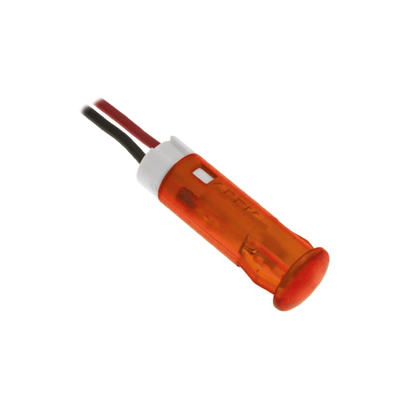 1 pcs - Apem Orange Panel Mount Indicator, 24V dc, 6mm Mounting Hole Size, Lead Wires Termination