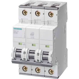 1 pcs - Siemens SENTRON 5SY8 MCB, 3P, 6A Curve C, 400V AC, 72V DC, 5 kA Breaking Capacity