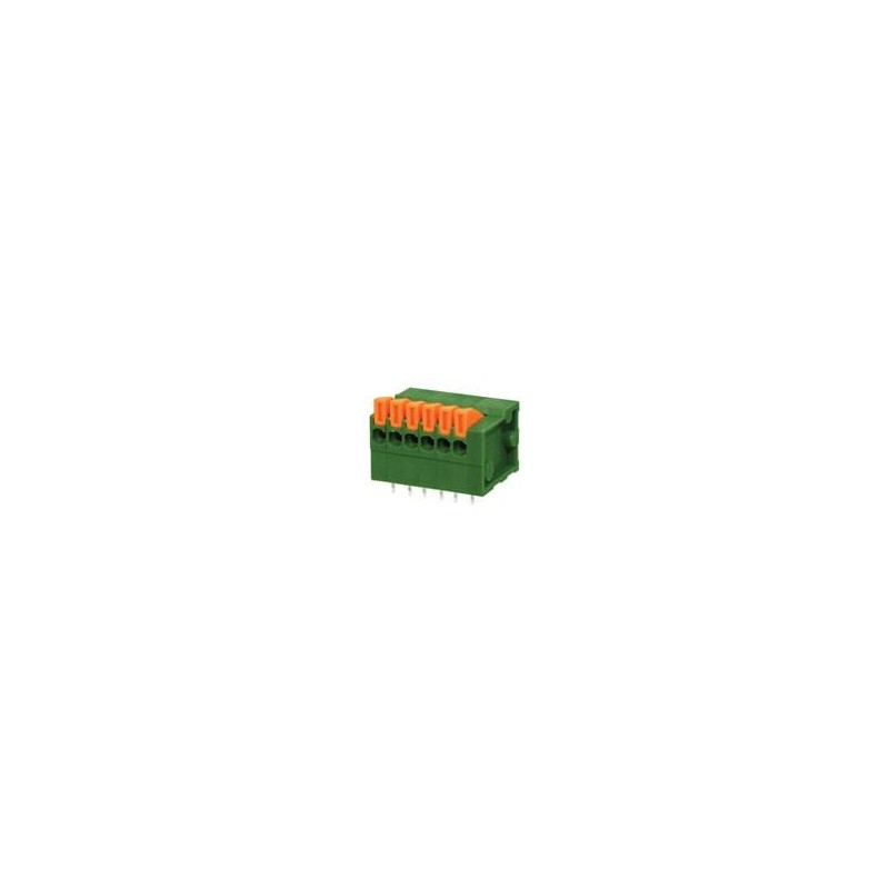 1 pcs : TBL003-254-06GR-2OR - Fixed Terminal Blocks Terminal block, screwless, 2.54, horizontal, 6 poles, green w orange tab