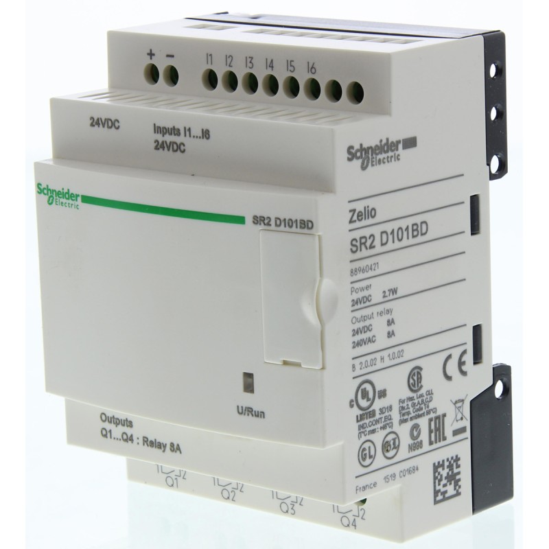 1 pcs - Schneider Electric Zelio Logic Smart Series Logic Module, 24 V dc Supply, Relay Output, 6-Input, Discrete Input