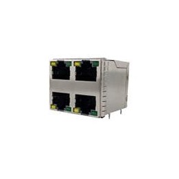 1 pcs : RJSGE4887411 - Modular Connectors / Ethernet Connectors Cat5e Pressfit 2x2 With Shield with LED