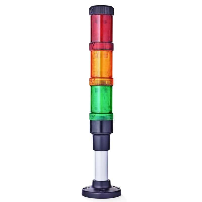 1 pcs - AUER Signal ECOmodul40 Series Red/Green/Amber Signal Tower, 3 Lights, 24 V ac/dc, Base Mount