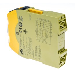1 pcs - Pilz Dual-Channel Emergency Stop, Light Beam/Curtain, Safety Switch/Interlock Safety Relay, 48 - 240V ac/dc, 3