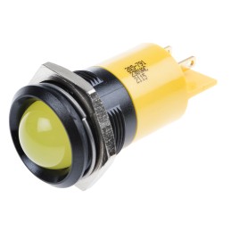 1 pcs - RS PRO Yellow Panel Mount Indicator, 230V ac, 22mm Mounting Hole Size, IP67