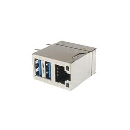 1 pcs : 7497110616 - Modular Connectors / Ethernet Connectors WE-RJ45 Int XFMR THT 1x1 2xUSB3.0 TUp EM
