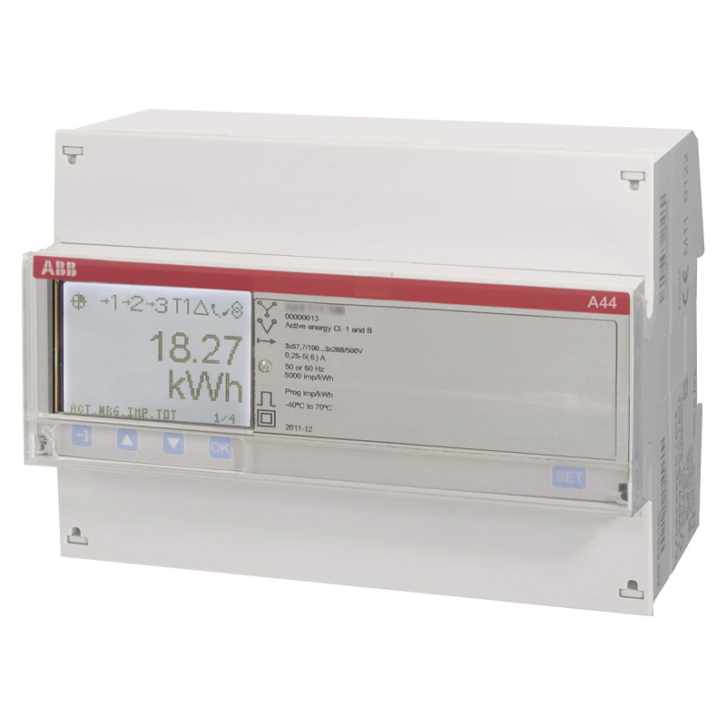 1 pcs - ABB 3 Phase LCD Energy Meter, Type Transformer Connected