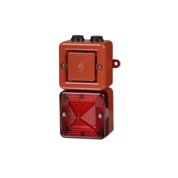 1 pcs - e2s SONFL1X Series Red Sounder Beacon, 12 V dc, IP66, Back Box with Mounting Lugs – 2 x M20, 101 - 103dB at 1