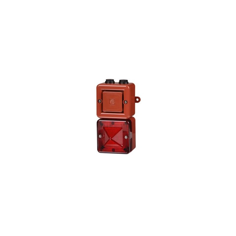 1 pcs - e2s SONFL1X Series Red Sounder Beacon, 12 V dc, IP66, Back Box with Mounting Lugs – 2 x M20, 101 - 103dB at 1