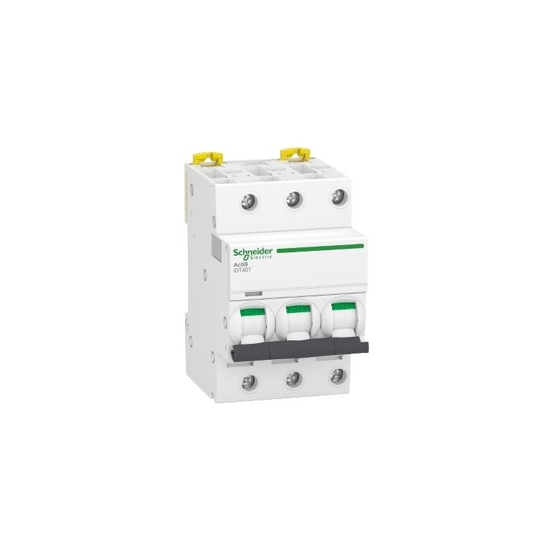 1 pcs - Schneider Electric Acti 9 Acti9 iDT40T MCB, 3P, 40A Curve D, 400V AC