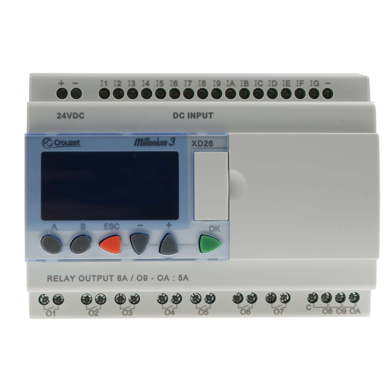 1 pcs - Crouzet Millenium Evo Series Logic Control for Use with XD26 Series, 24 V dc Supply, Relay Output, 16-Input, Analogue,