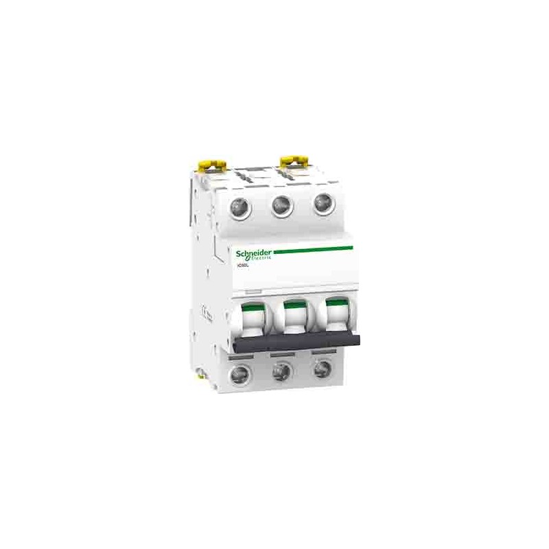 1 pcs - Schneider Electric Acti 9 A9F9 MCB, 3P, 10A Curve K, 400V AC, 180V DC, 20 kA, 15 kA Breaking Capacity