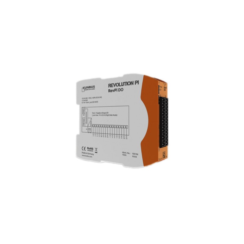 1 pcs - Revolution PI RevPI DO 16O Series PLC I/O Module for Use with Revolution Pi Connect, Revolution Pi Core, Digital, PWM,